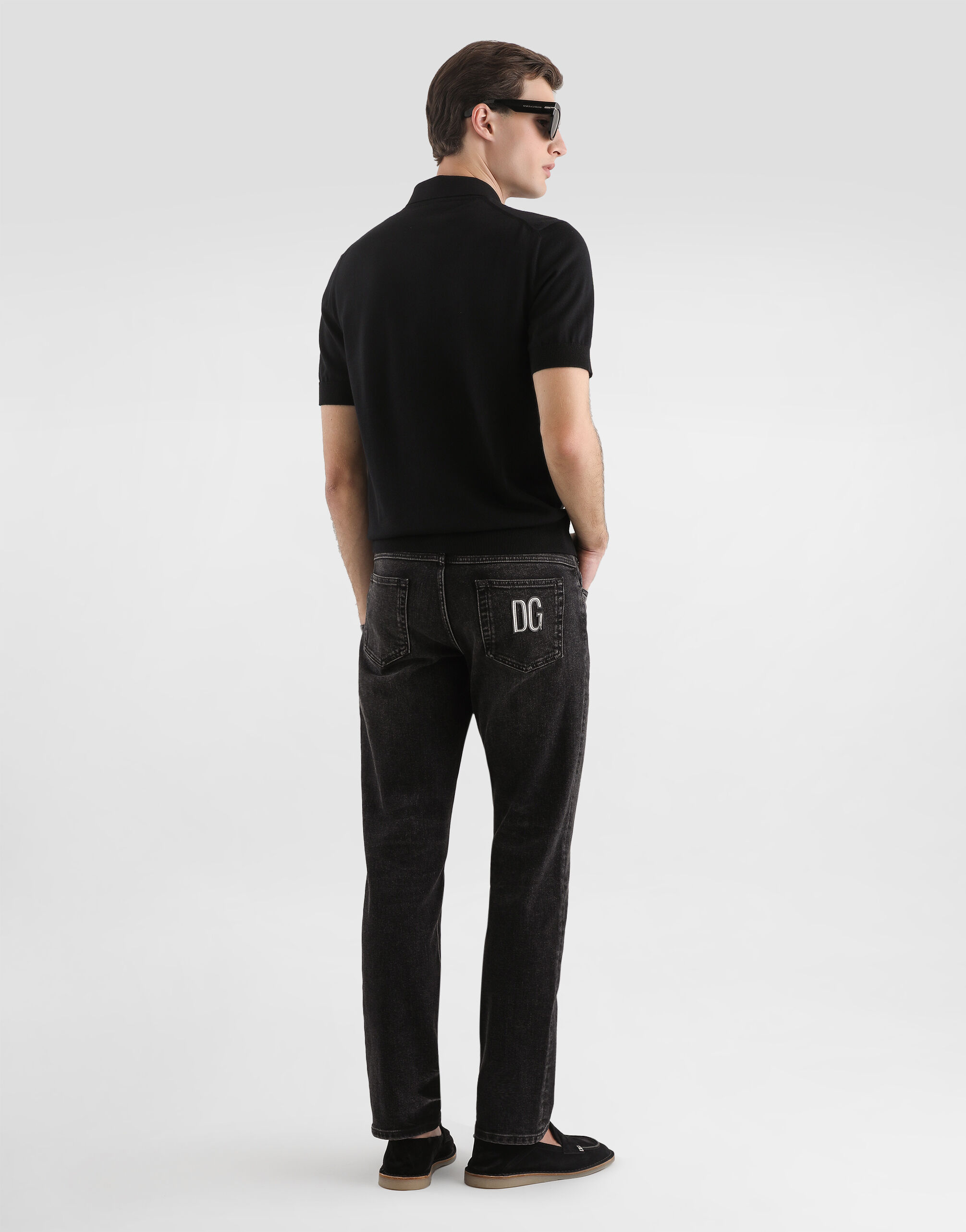 Virgin wool polo shirt in Black for Men | Dolce&Gabbana®