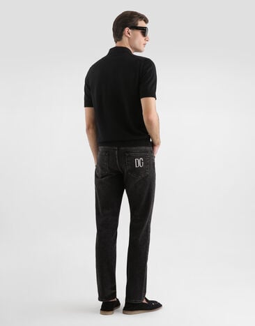 Dolce & Gabbana Virgin wool polo shirt Black GXZ02ZJDVG8