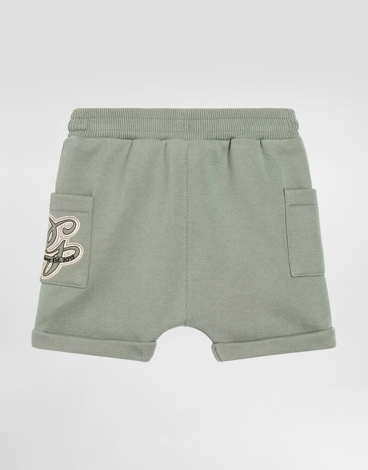 Dolce & Gabbana Fleece bermuda shorts with DG embroidery Green L1JQXCG7PRP
