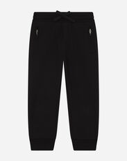 Dolce & Gabbana Jersey jogging pants with logo embroidery Azure L42F15LD879