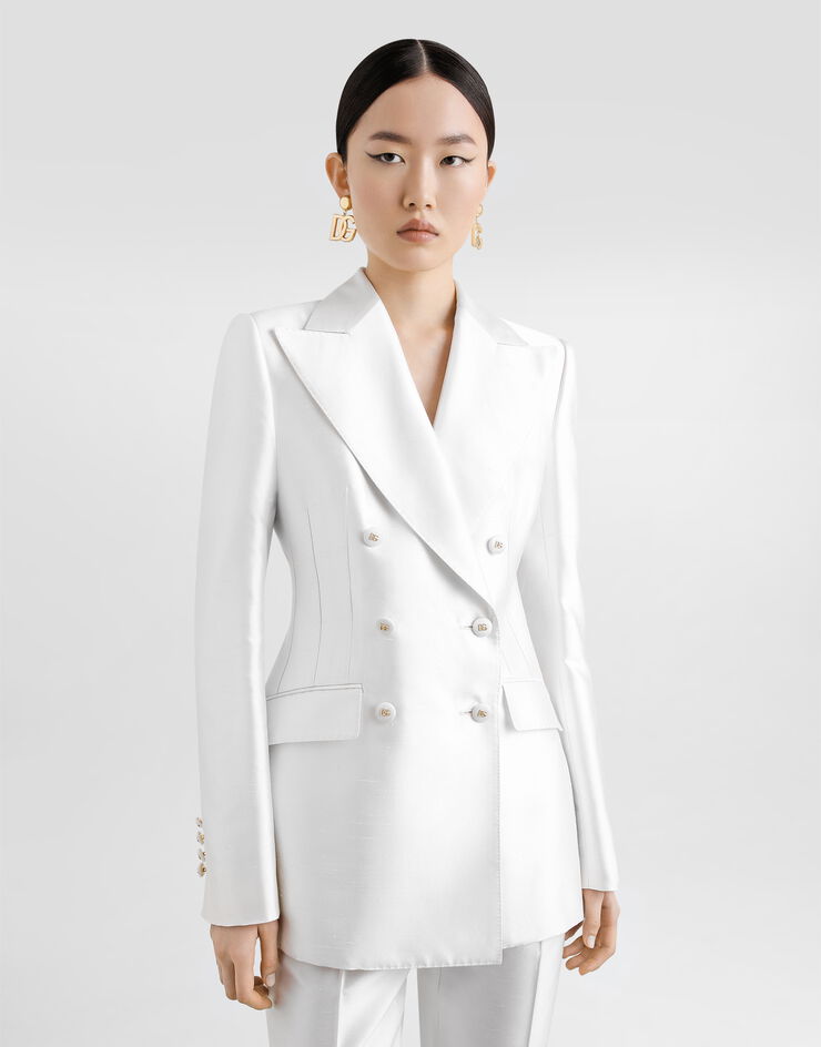 Dolce & Gabbana Giacca doppiopetto in seta Bianco F29QFTFU108