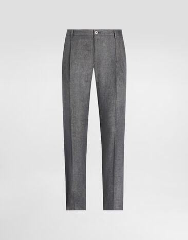 Dolce & Gabbana Pantalón en tela de lino lavada Gris GP06JTFU4MF