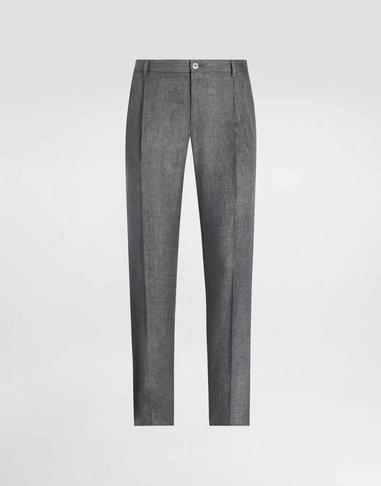 Dolce & Gabbana Hose aus Leinenstoff Délavé Grau GP06JTFU4MF