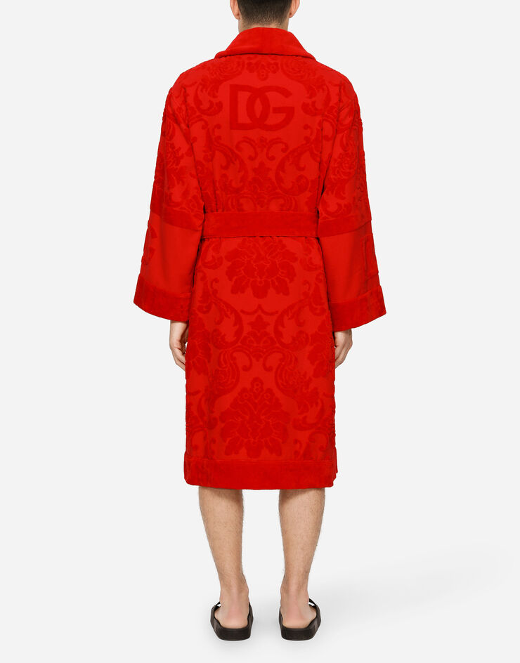 Dolce & Gabbana Bademantel aus Jacquard-Baumwollfrottee Mehrfarbig TCF009TCAGM