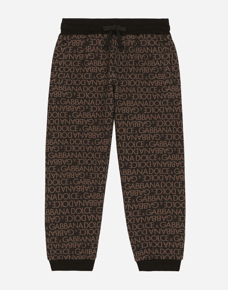 DolceGabbanaSpa Cotton jogging pants with the all-over logo print Brown L4JPFEHS7MN