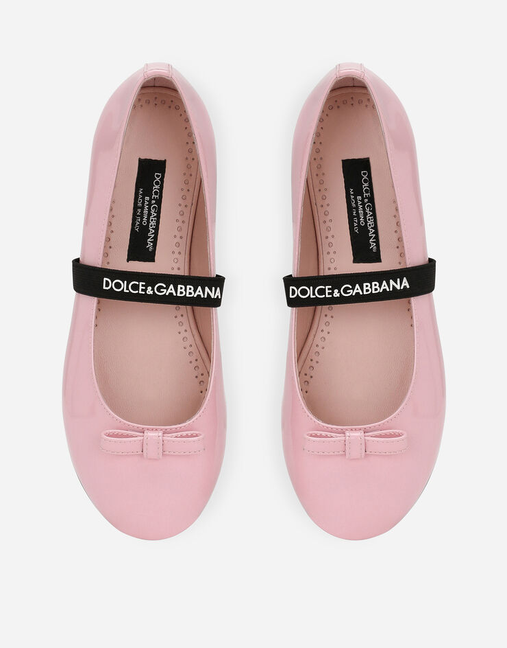 Dolce & Gabbana Patent leather ballet flats with bow Pink D11294A4831