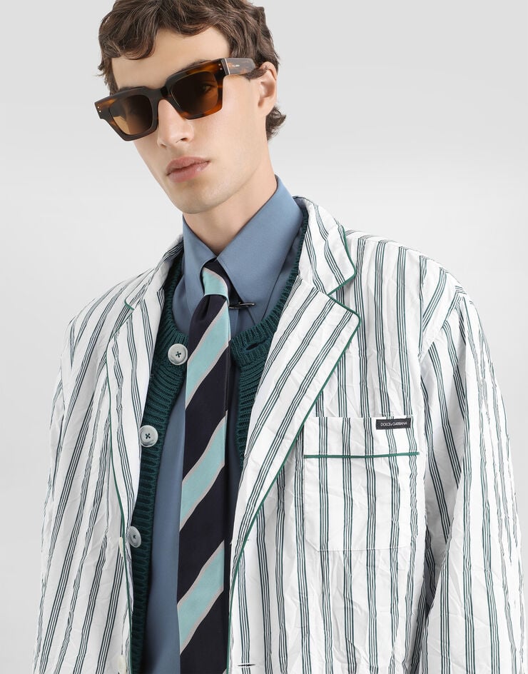 Dolce & Gabbana Crinkled striped poplin vanity robe Multicolor G2WK2TFRMD9