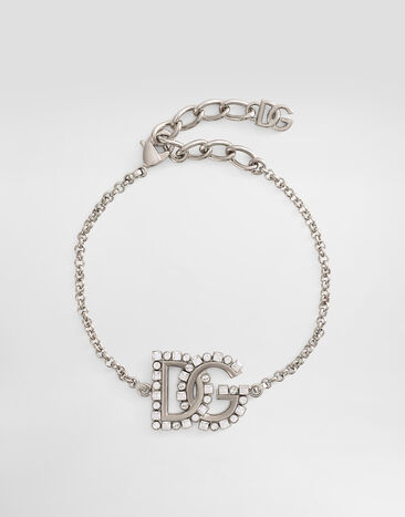 Dolce & Gabbana Schmales Gliederarmband mit DG-Logo Silber WBR2L4W1111