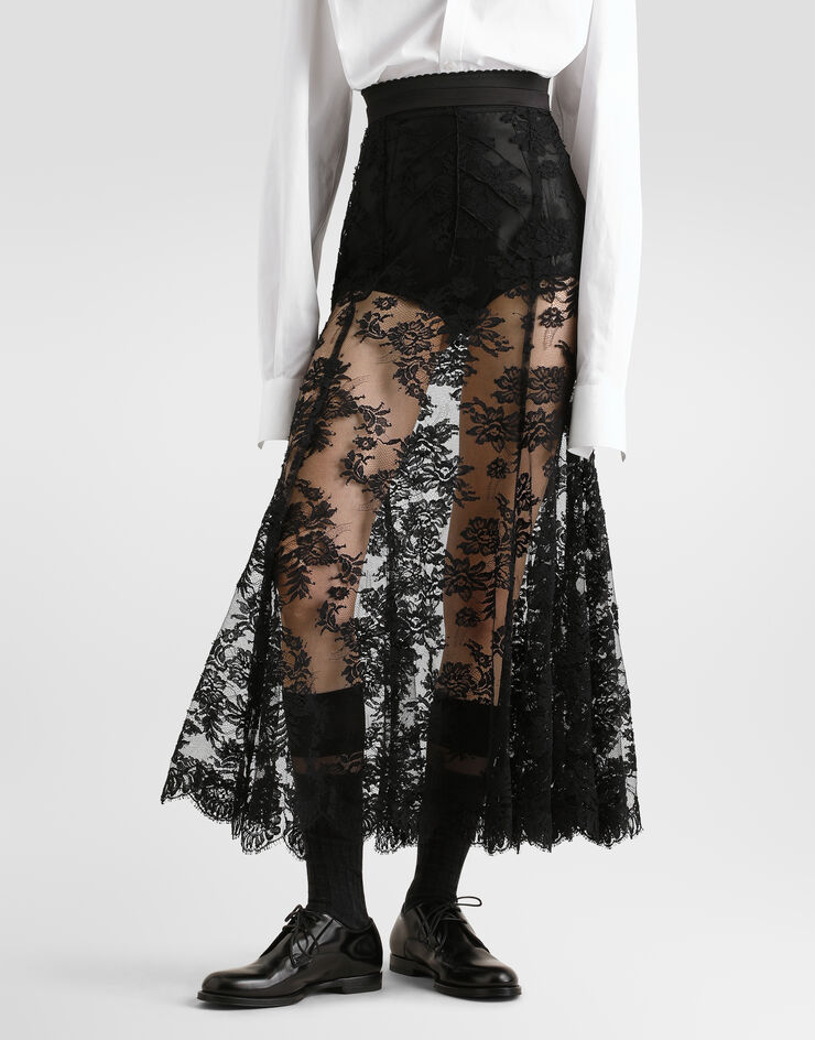 Dolce & Gabbana Chantilly lace skirt Black F4C0UTILMA8