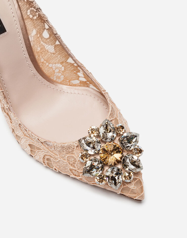 Dolce & Gabbana Lace rainbow pumps with brooch detailing Pink CD0101AL198