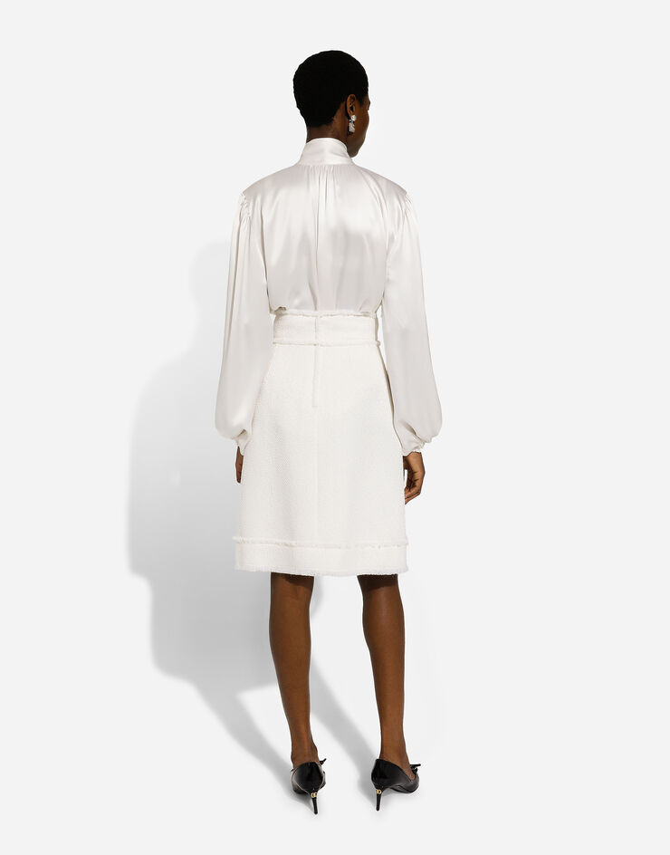 Dolce & Gabbana Raschel tweed A-line midi skirt White F4CI9THUMUA
