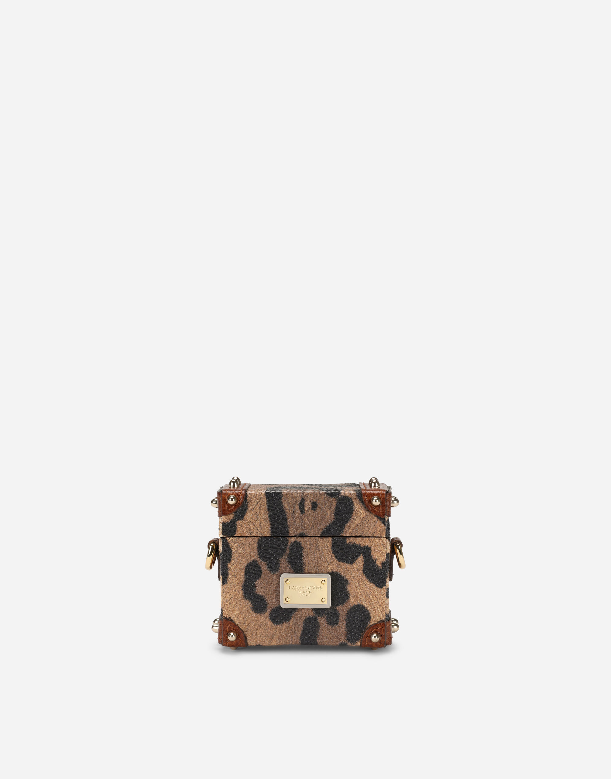 Dolce & Gabbana Funda para los AirPods en crespo estampado leopardo con placa con logotipo Multicolor BB2211AW384