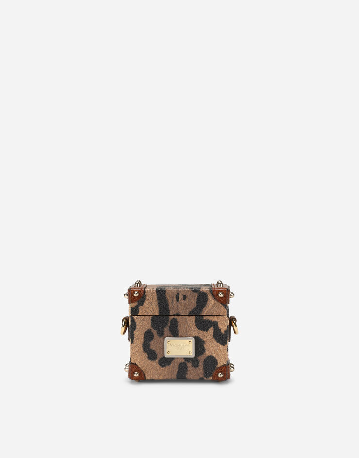 Dolce & Gabbana Funda para los AirPods en crespo estampado leopardo con placa con logotipo Multicolor BI3067AW384