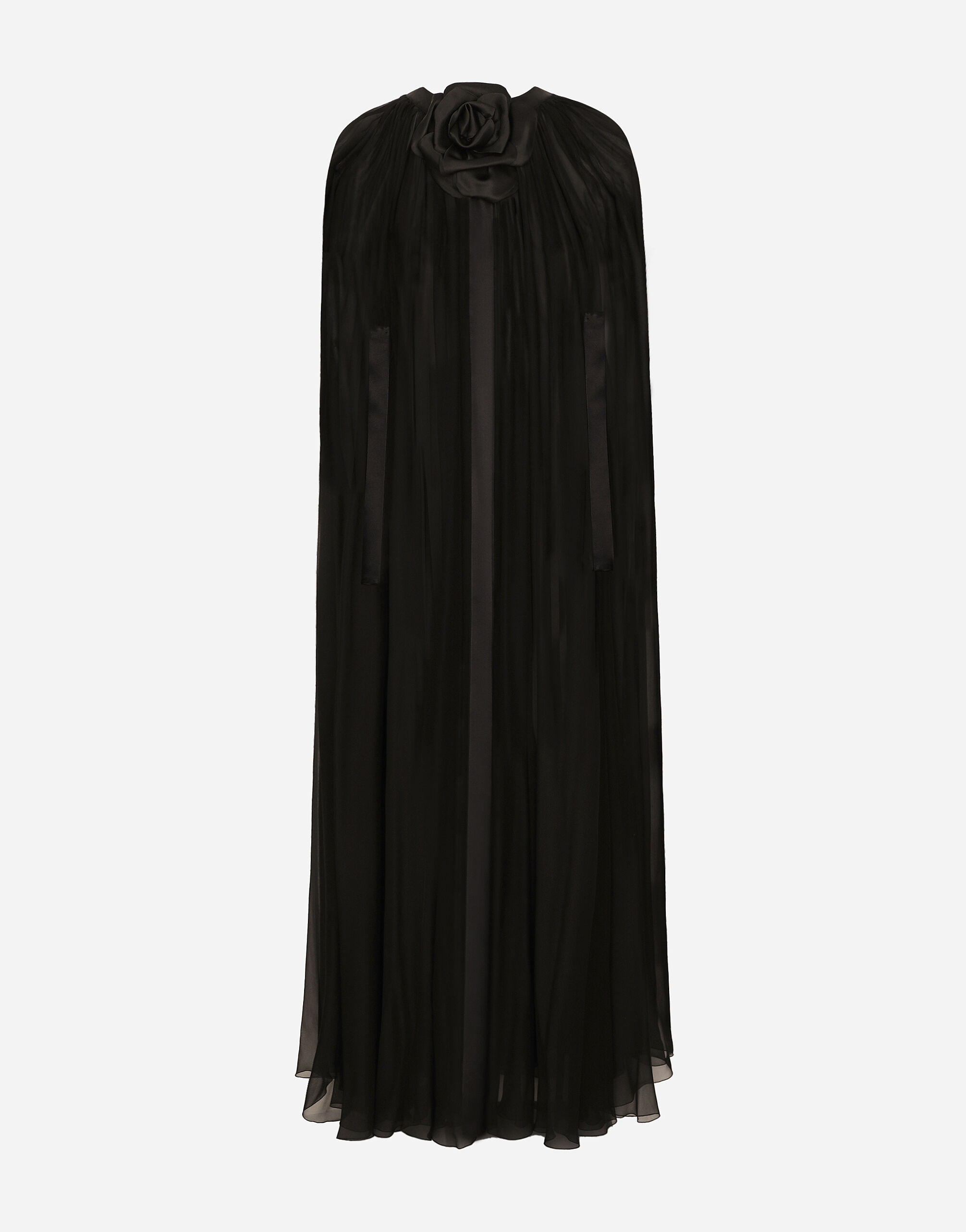 送料無料商品の通販 with cape chiffon Silk flower Women for Black in appliqué 小物