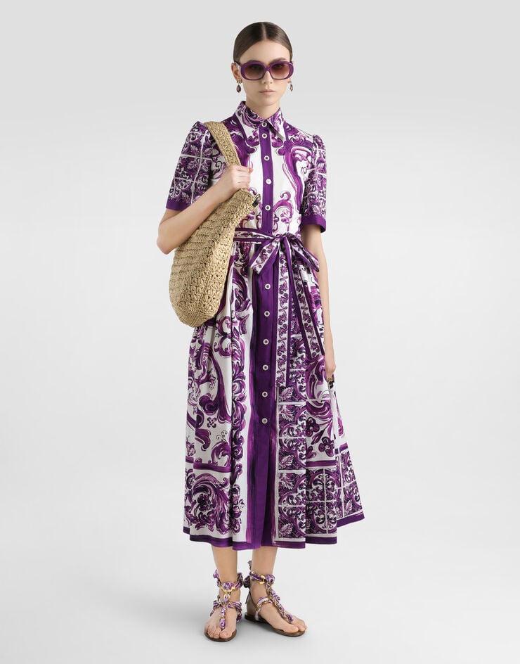 Dolce & Gabbana Majolica-print poplin shirt dress Multicolor F6JFNTFI5JP