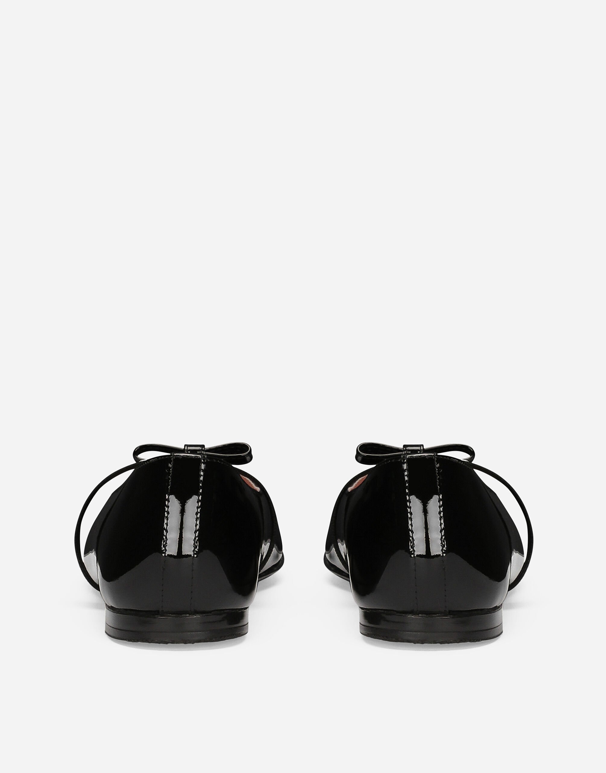 Dolce&Gabbana★ナッパレザー バレエフラット Blackのガールズ リボン付き パテントレザー バレエフラット