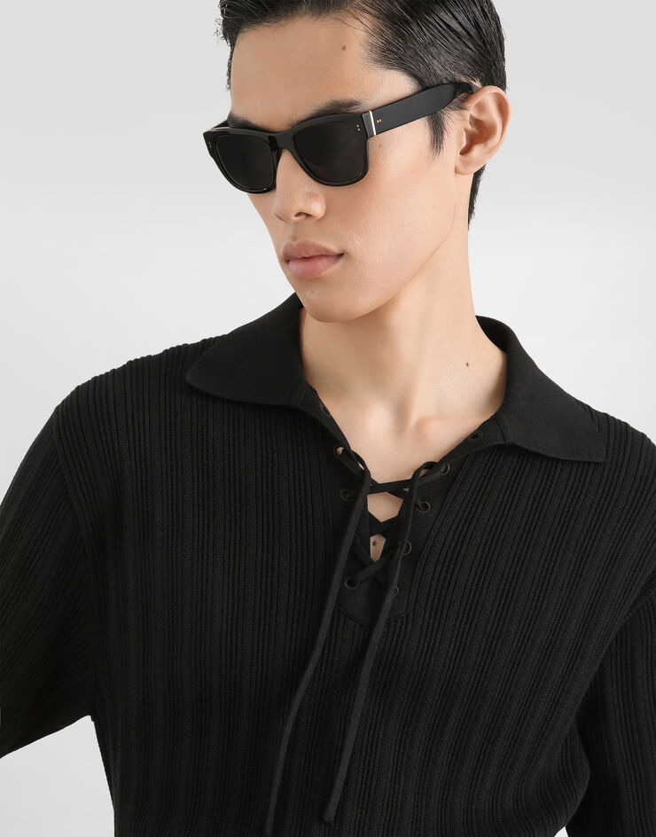Dolce & Gabbana Polo serafino en algodón Dolce & Gabbana Polo serafino en algodón Black GXZC6ZJBCKV