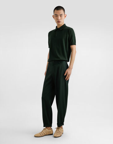 Dolce & Gabbana Pantalones de tela de lana con dobladillo Verde GP11XTFU2OW