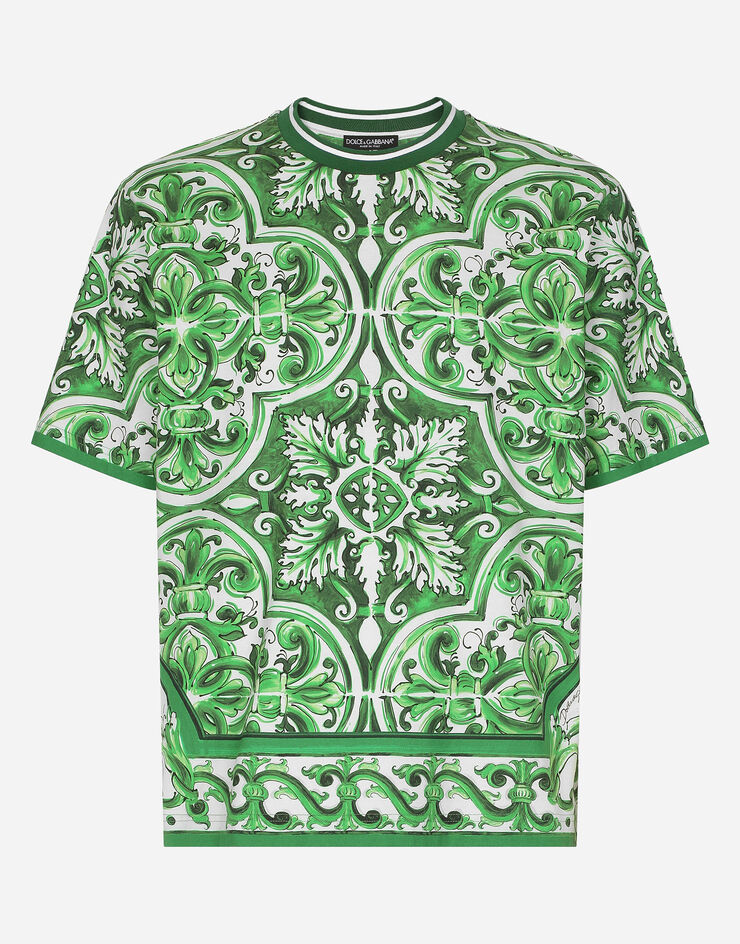 Dolce & Gabbana Camiseta de algodón con estampado Maiolica Imprima G8PN9TII7C1