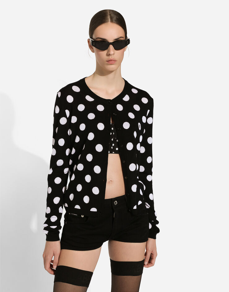 Dolce & Gabbana Wool and silk cardigan with polka-dot inlay Print FXV28TJCVYK