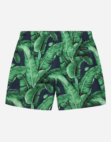 Dolce & Gabbana Nylon swim trunks with banana tree print Print L4J818G7K8F