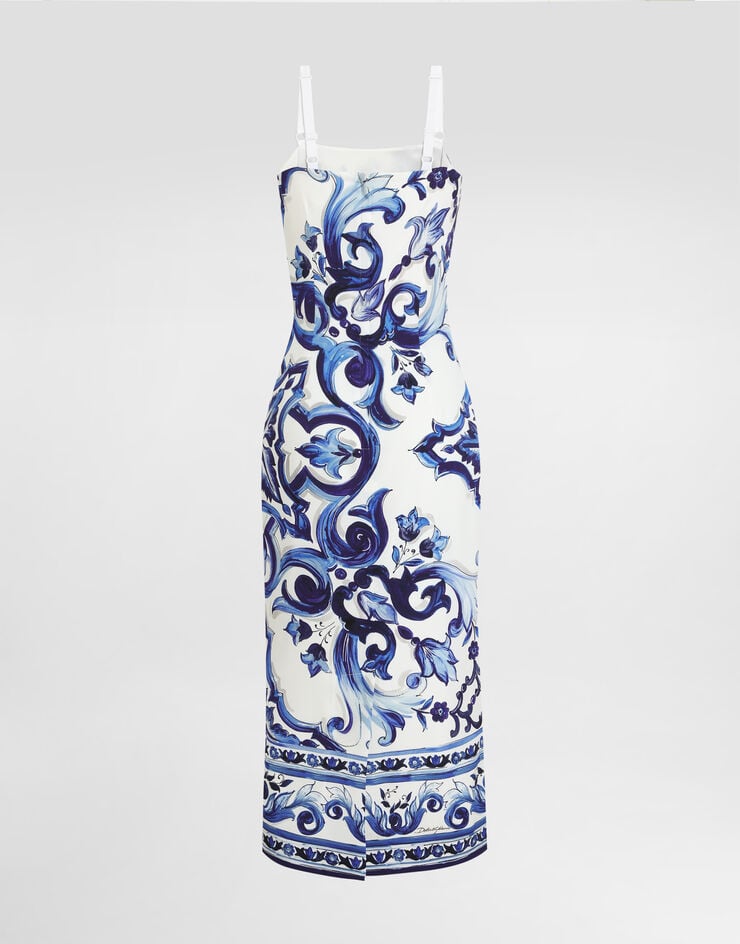 Dolce & Gabbana Vestido de seda con estampado de mayólica Imprima I6KH3WHPAB8