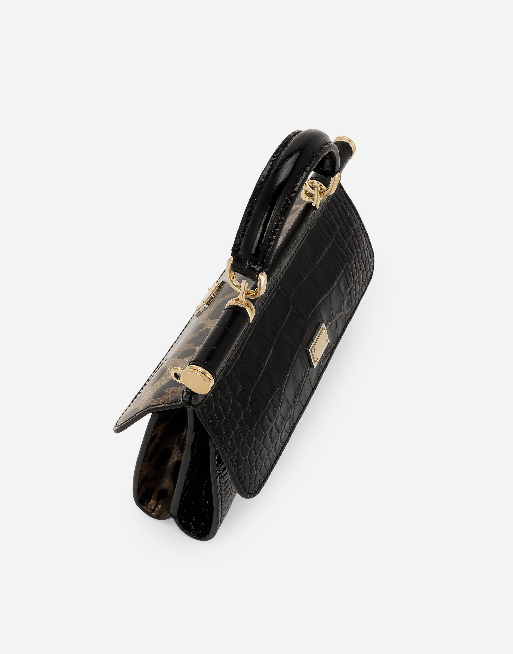 KIM DOLCE GABBANA Small double face Sicily bag in crocodile print calfskin and leopard print polished calfskin in Animal Print for Women Dolce Gabbana