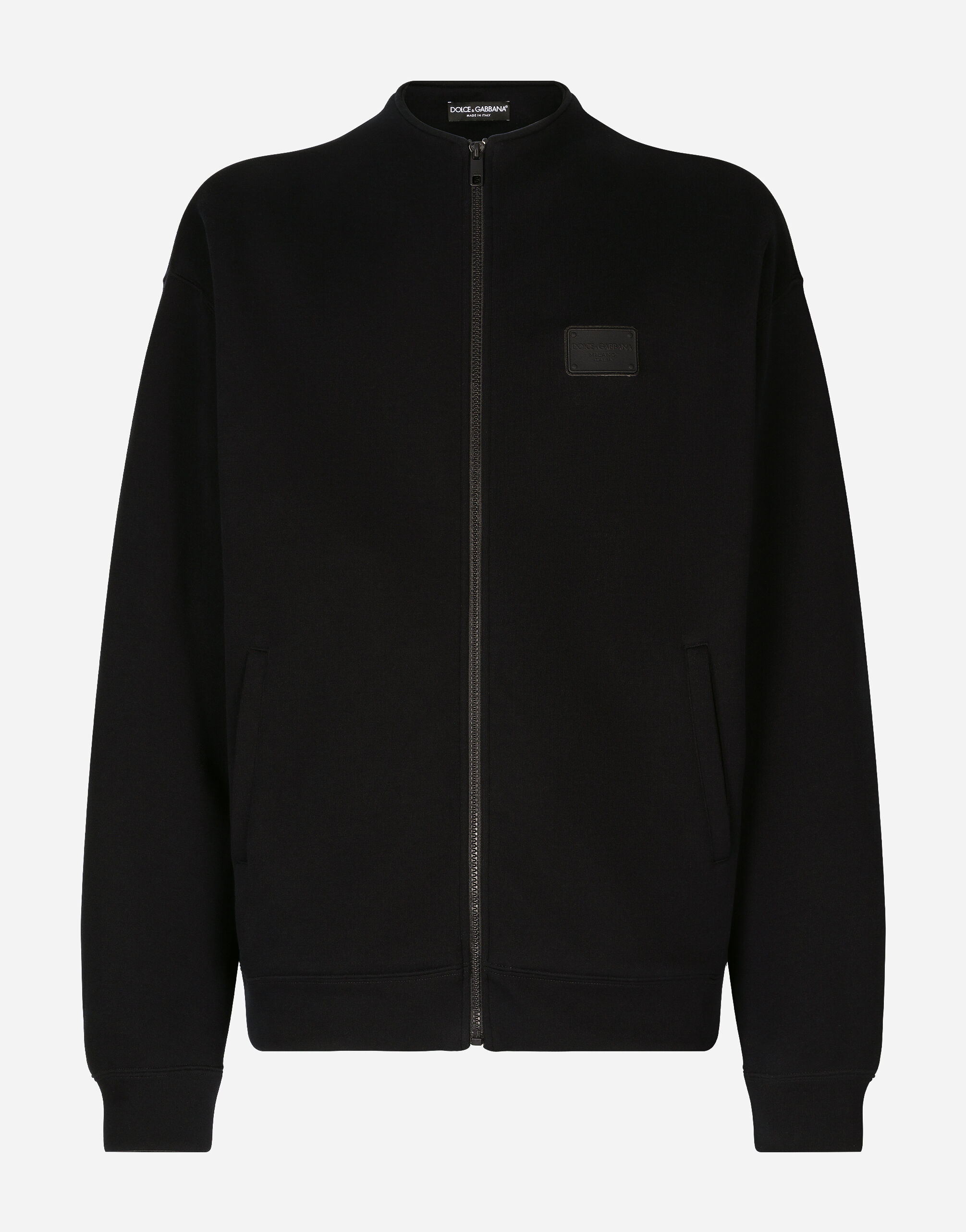 Dolce & Gabbana Zip-up sweatshirt with high neck and tag Print G9AQVTHI7X6