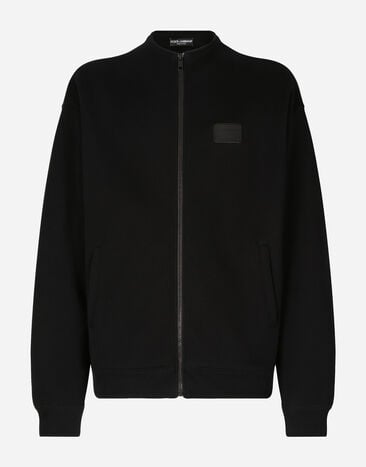Dolce & Gabbana Sweat-shirt zippé avec col montant et plaquette Imprimé G9AQVTHI7X6