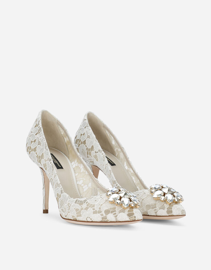 Dolce & Gabbana Zapatos escotados de encaje Taormina con cristales Blanco CD0101AL198
