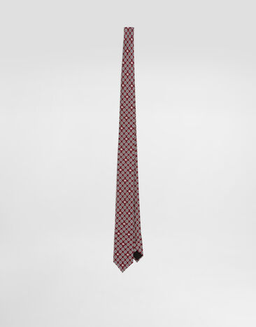 Dolce & Gabbana Martini tie with jacquard micro-designs and logo Multicolor GT149EG0WU1