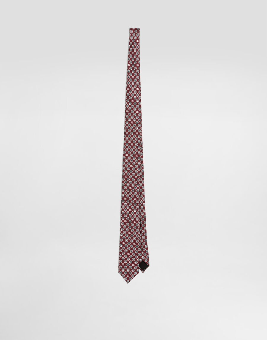 Martini tie with jacquard micro-designs and logo