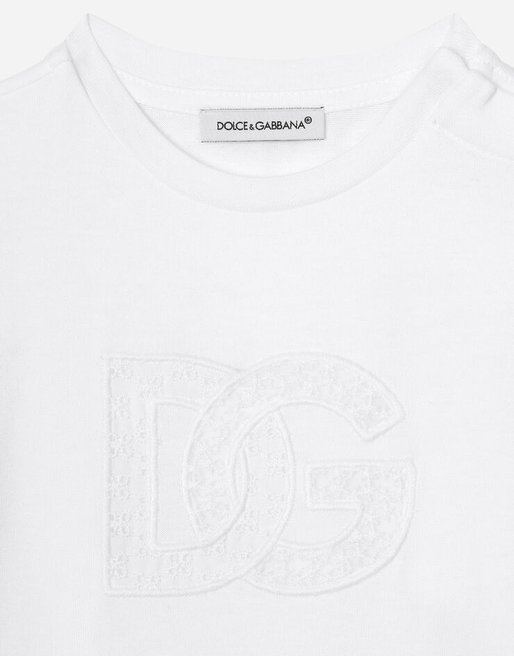 Dolce & Gabbana Camiseta de punto con logotipo DG bordado entallado Blanco L2JTAZG7B6O