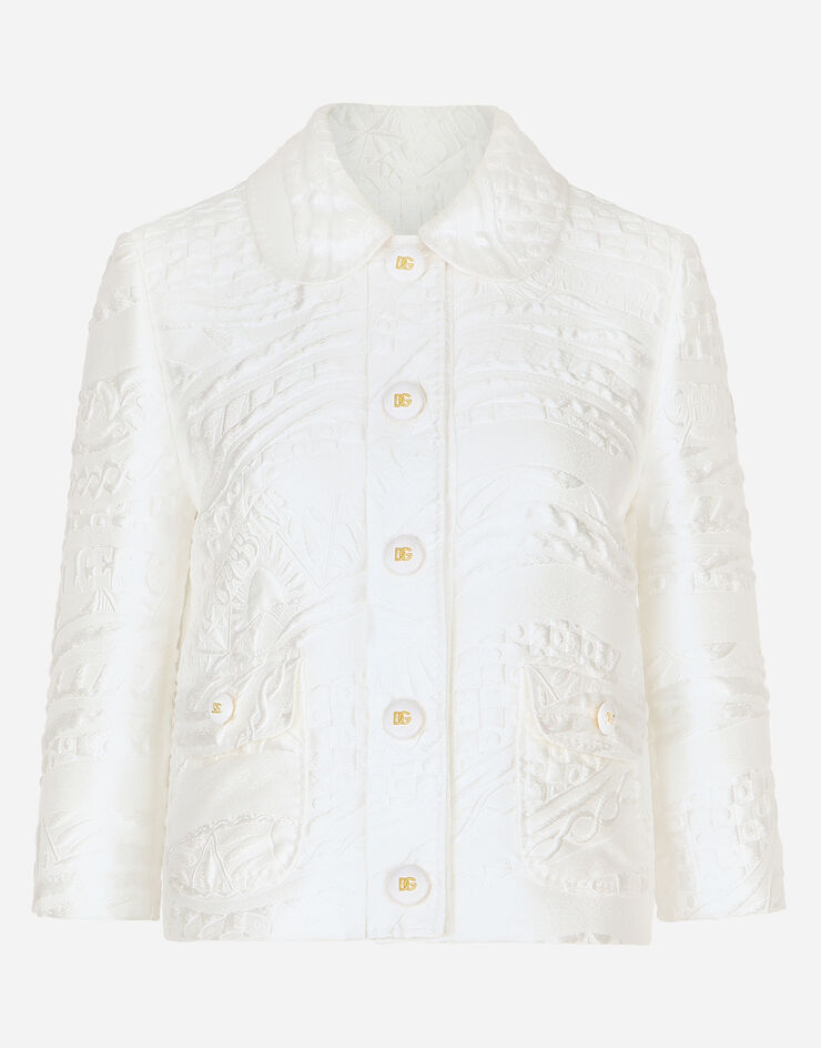 Dolce & Gabbana جاكيت بروكيد غابانا أبيض F26V3THJMPA