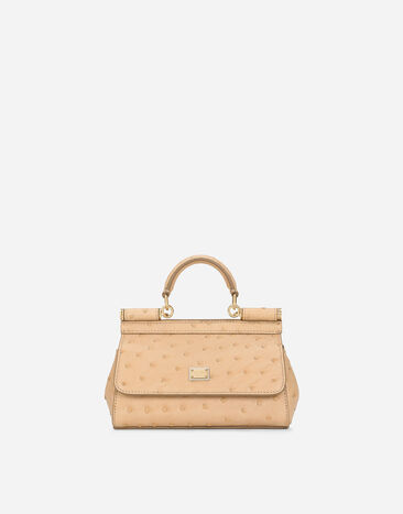 Dolce & Gabbana Sicily Mini ostrich leather handbag Beige BB7116B8288