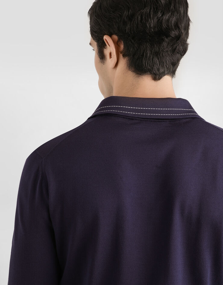 Dolce & Gabbana 실크 폴로 셔츠 Blue GXZBATJBSOI