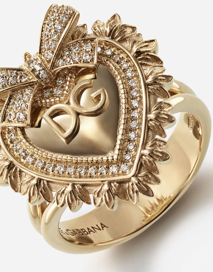 Dolce & Gabbana Кольцо Devotion из желтого золота с бриллиантами ЖЕЛТОЕ ЗОЛОТО WRLD1GWDWYE