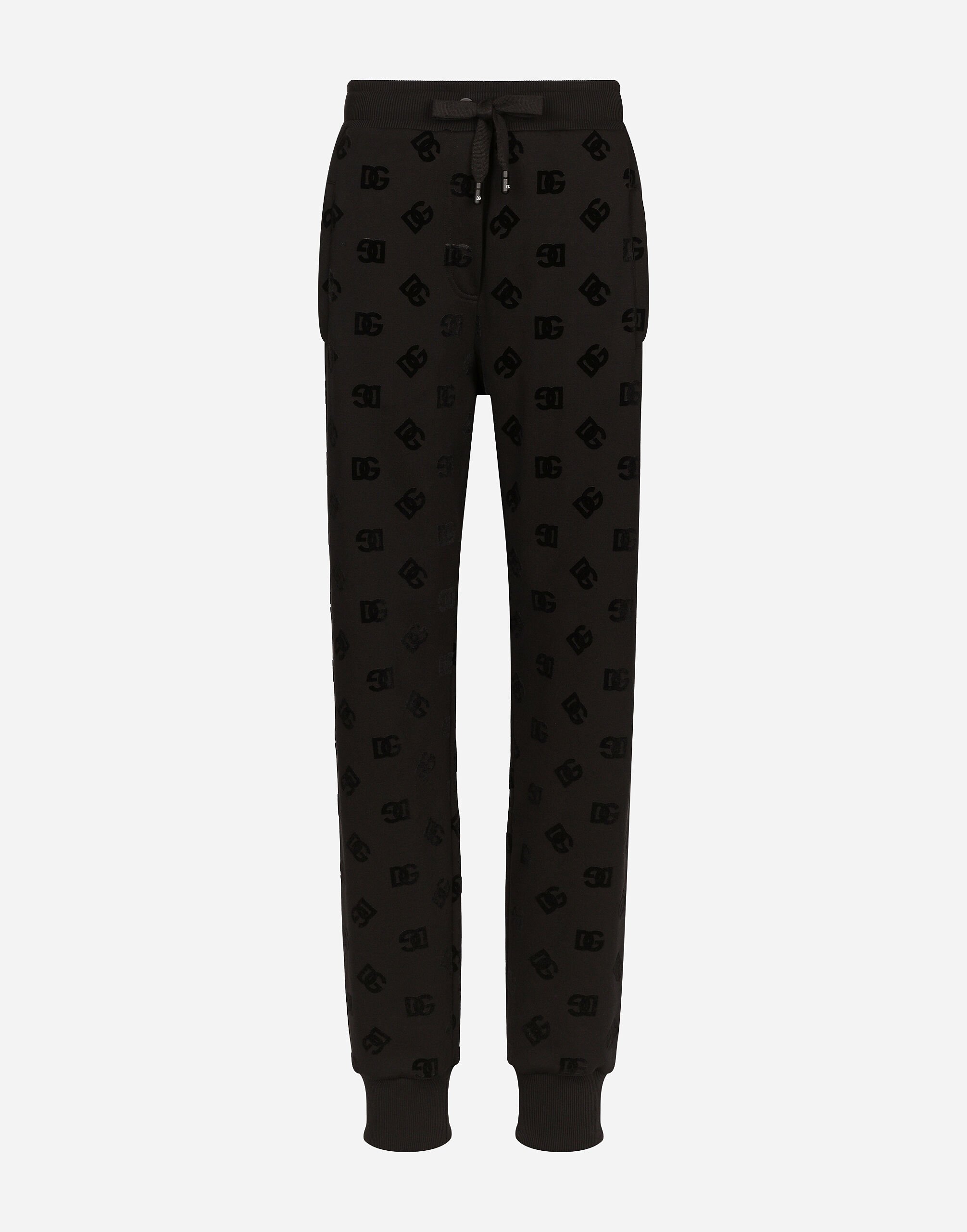 Dolce & Gabbana Jersey jogging pants with flocked DG logo print Black FTAM0TFU28J