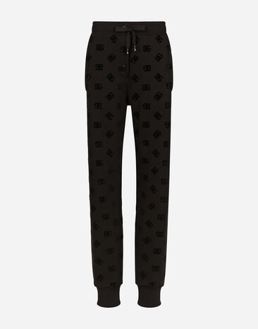 Dolce & Gabbana Jersey jogging pants with flocked DG logo print Black FTC25TGDB7F