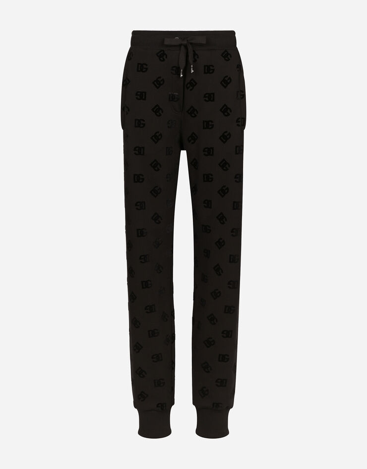 Dolce & Gabbana Jersey jogging pants with flocked DG logo print Black FTC25TGDB7F