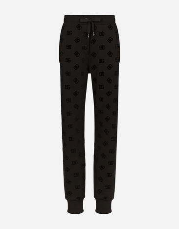 Dolce & Gabbana Jersey jogging pants with flocked DG logo print Black FTAM0TFU28J