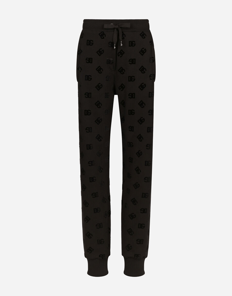 Jersey jogging pants with flocked DG logo print