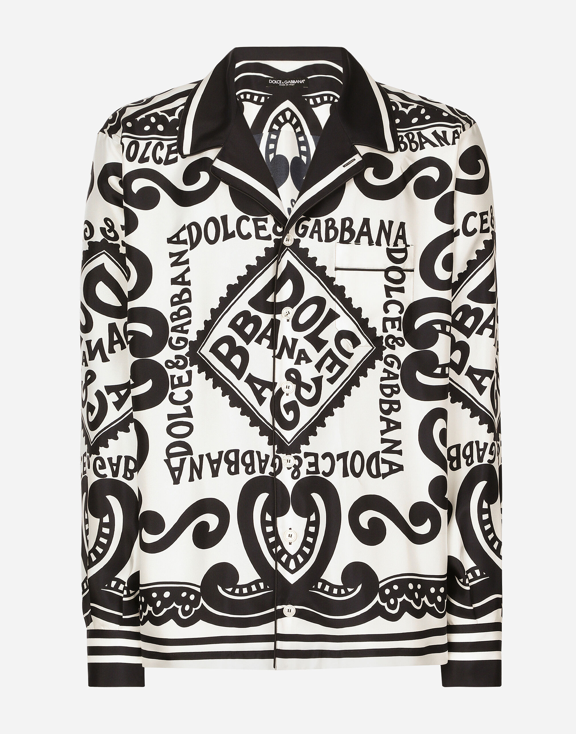 Dolce & Gabbana Marina-print silk shirt White GVUZATG7K4T