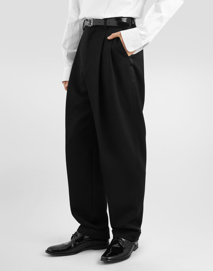 Dolce & Gabbana Pantalon en gabardine de laine Black GP17FTFU21E