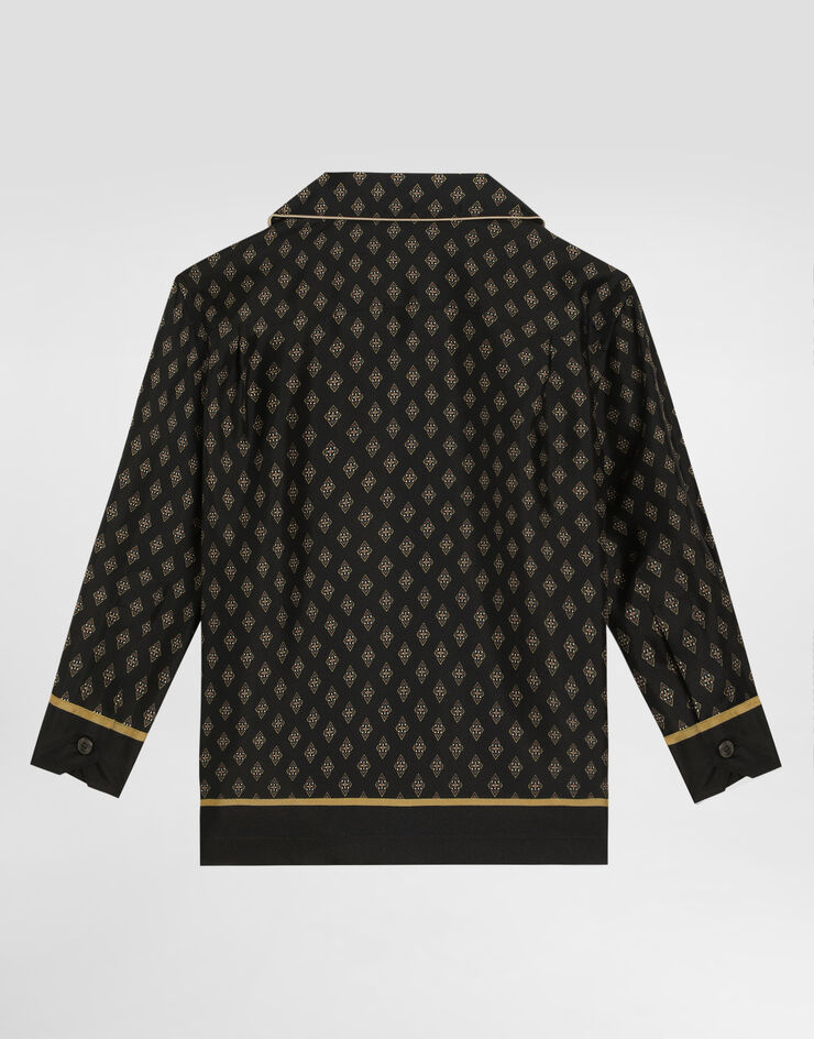 Dolce & Gabbana Пижамная рубашка из шелка с галстучным принтом синий L43S80HI1VL