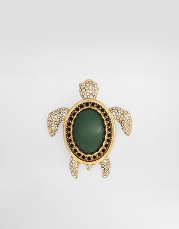 Dolce & Gabbana Turtle-shaped brooch with rhinestones Green WPR7A3W1111
