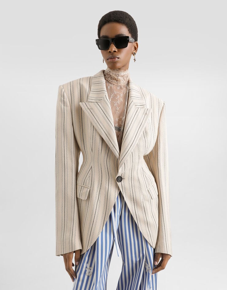 Dolce & Gabbana Single-breasted jacket in regimental pinstripe Multicolor F29WOTFR8AC