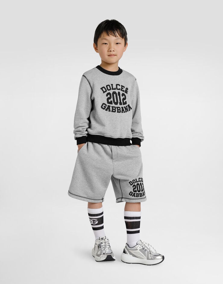 Dolce & Gabbana Crew neck sweatshirt with Dolce&Gabbana embroidery Grey L4JWKDG7PBO