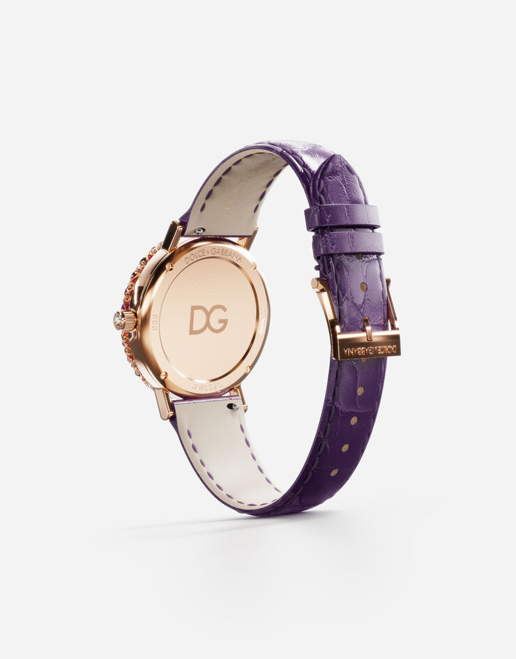 Dolce & Gabbana Iris watch in rose gold with multi-colored fine gems and diamonds Purple WWLB2GXA0XA