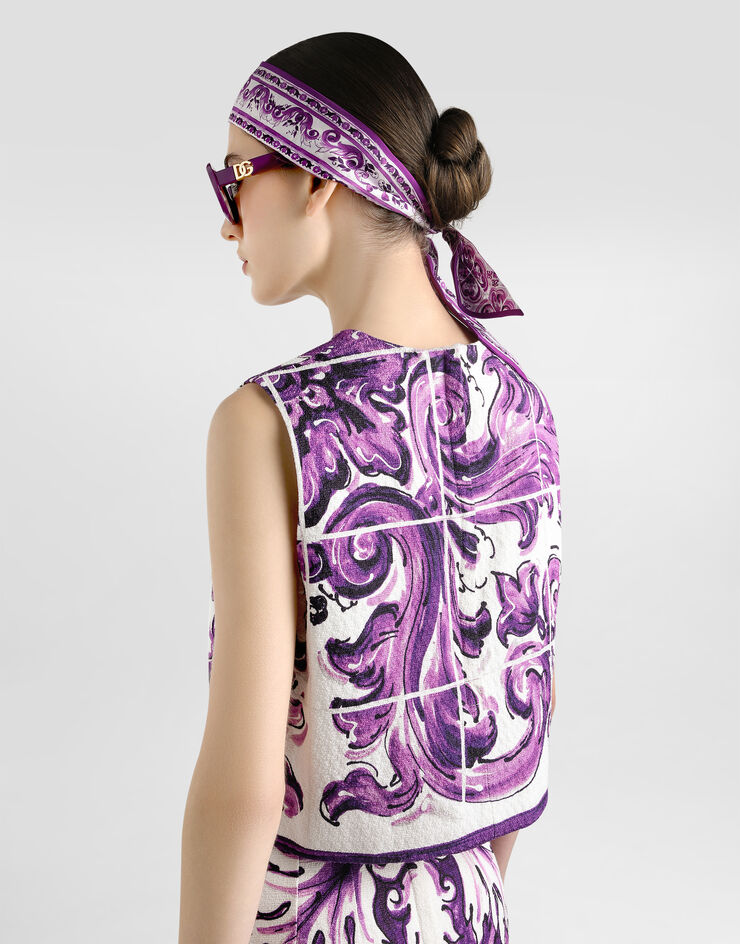 Dolce & Gabbana Majolica-print mat top Multicolor F7AU2TFP9AK